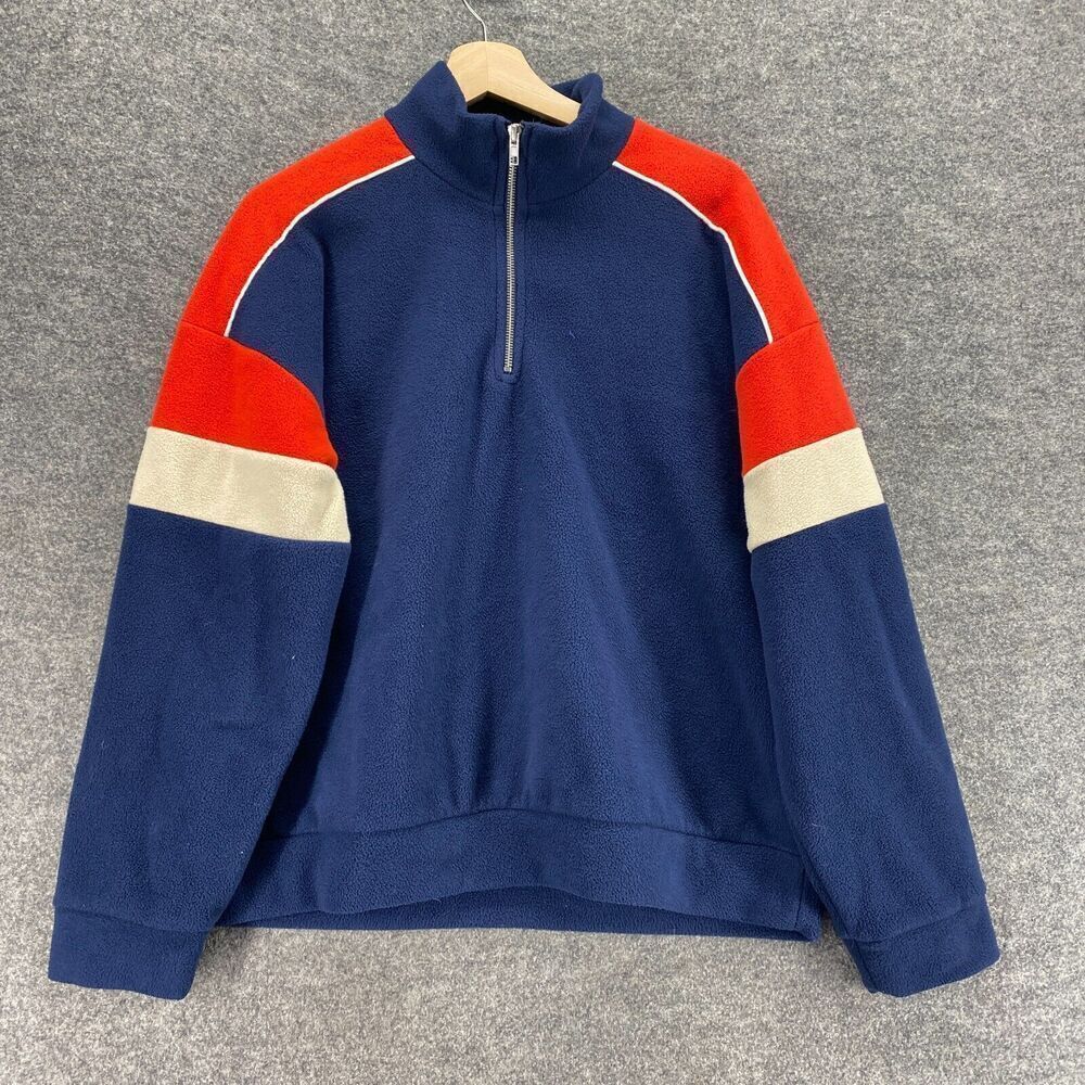 Forever 21 Jacket Women S Small Blue High Neck Fleece Zipper Long Sleeve Casual